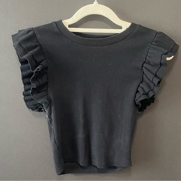 Zara Tops - Black Ruffle Sleeve Zara Top Size S